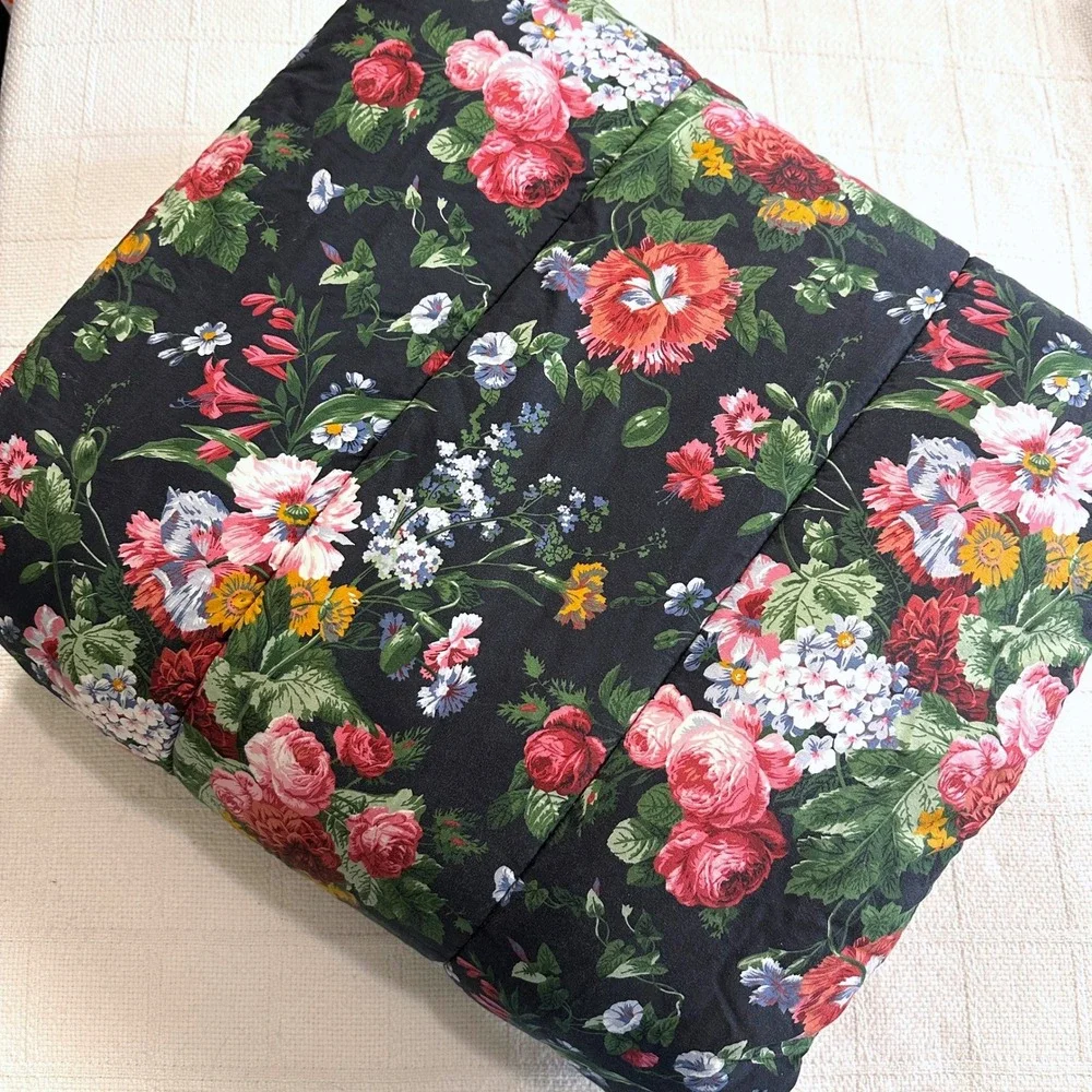 VTG Ralph Lauren Home Cosette Isadora Comforter Black Floral Twin Cottage 86x68